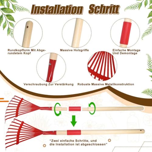 Wheelbarrow for Children, 13pcs Children's Wheelbarrow Set Gardening Set, Children's Garden Tools Set with Shovel, Broom, Rake and Leaf Rake, Sprayer Outdoor Sand Toys (B)