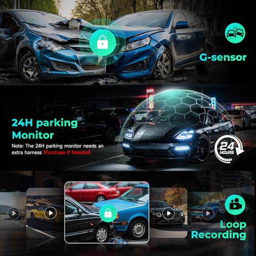 Inefala Cámara para salpicadero Compatible con Mazda CX-5 2019-2025 y CX-9 2020-2024, con cámaras 4K Ultra HD Sensor G Bucle de detección de Movimiento grabación Continua Las 24 Horas y 64 GB