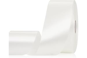 Sagaat White Ribbon 2 Inch 60 Yards, Versatile Solid Satin Ribbon for Flower Bouquet, Wedding, Crafts, Gift Wrapping, Baby Shower, DIY Bows and Outdoor Decor