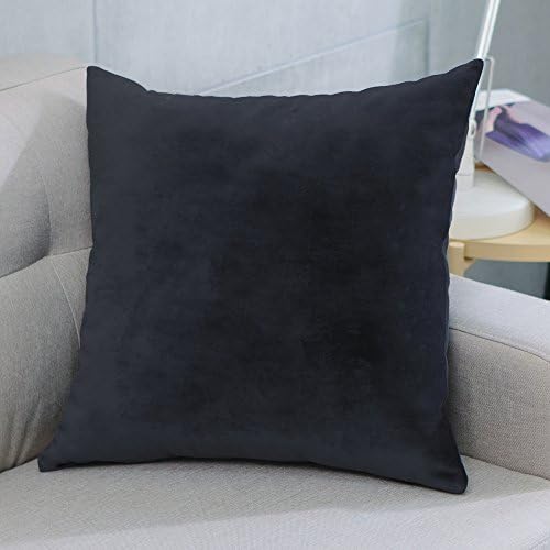 yoyoKMC Solid Velvet Throw Pillow Cover/Euro Sham/Cushion Sham, Super Luxury Soft Pillow Cases, Many Color &amp; Size options-(black, 20"20")