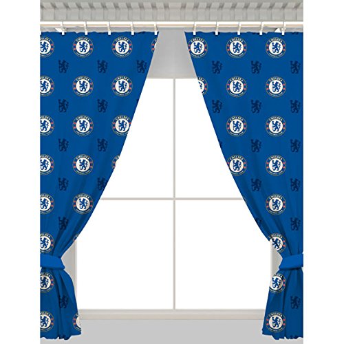 Chelsea FC Football Team Repeat Crest Pair of Curtains - 54 inch drop โ image 1