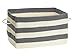 mDesign Soft Hand Knit Closet Storage Organizer Basket Bin with Built-in Handles, for Child/Baby Kids Room, Nursery, Playroom � Large Rectangular Shape - Stripe Pattern in Gray/Cream