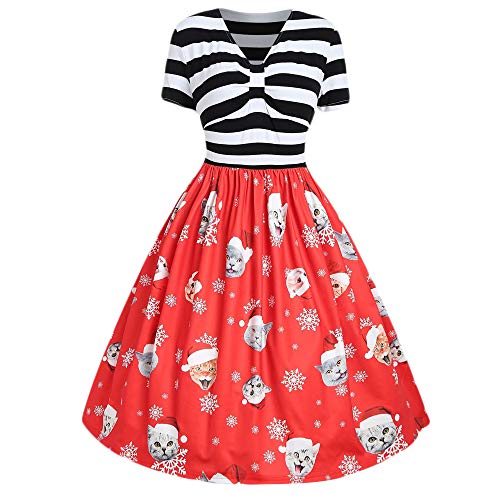 Christmas Dress Fashion Women Kitty Cat Christmas Hat Printing