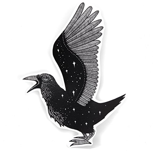 Galaxy Crow Vinyl Sticker - Waterproof Witchy Decal Goth Style with Stars - Thumbnail 3