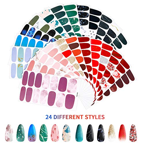 336 Pieces 24 Sheets Full Wrap Nail Polish Sticker SelfAdhesive Nail