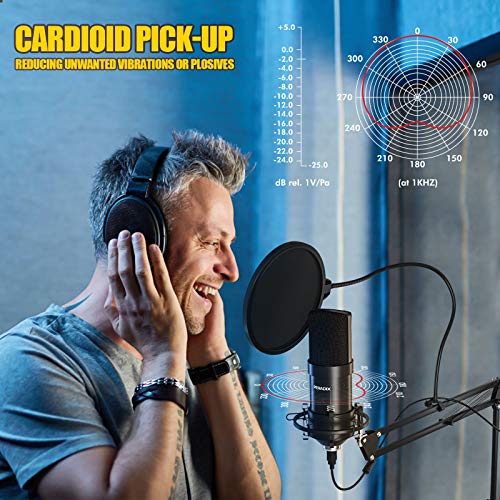 USB Micrófono de Condensador,Microfono para Micro Pc,Microphone con Soporte Microfono,Microfono Profesional, Microfonos para Grabar Brazo Microfono