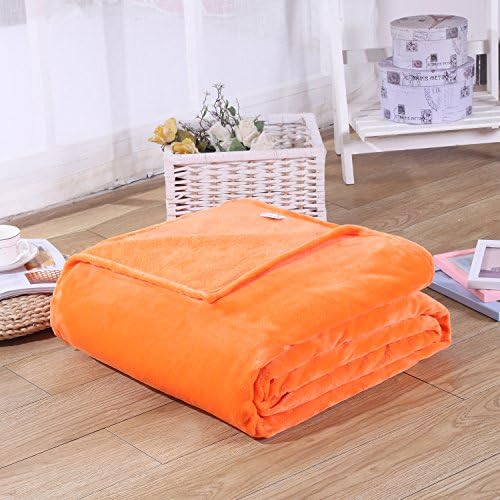 Super Soft Velvet Plush Throw, Fleece Flannel Bed Couch Throw Warm Blanket, Popular Neutral Colors, 39" X 55" (orange)