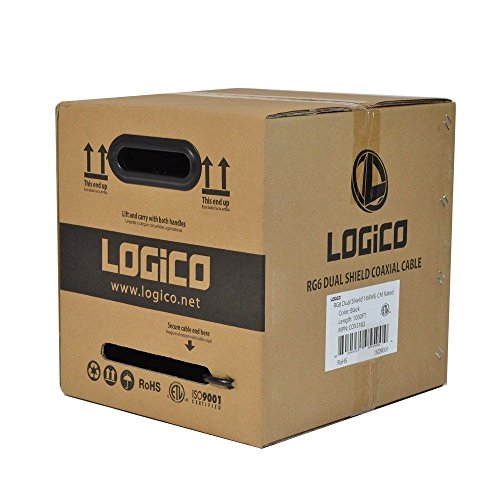 COAX 18AWG DUAL SHIELD SATELLITE TV COAXIAL CABLE 1000 FT BLACK RG6