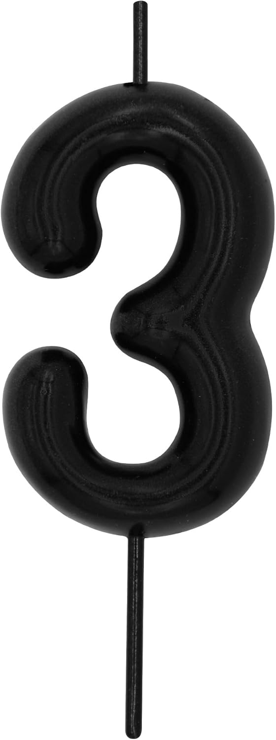 Candles & Holders - DERVENTA Birthday Candles Numbers Black 2.36 inch Party Cake Topper 1 Piece (Number 3 Black)