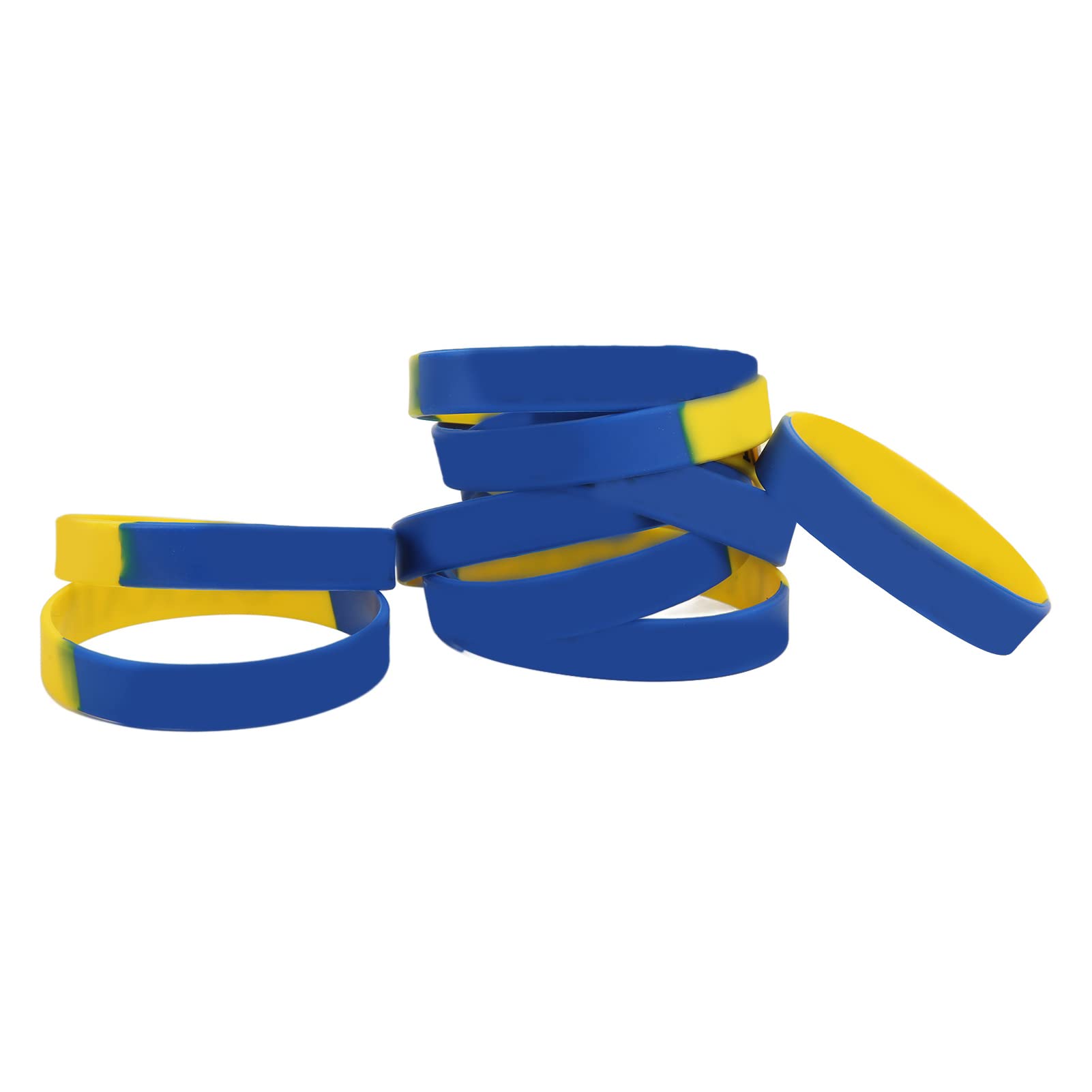 Ukrainian Rubber Bracelets, 10Pcs Ukraine Wristband for Sports Fan Supporter Men Women Hiking Camping