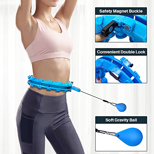 oneday Smart Weighted Hoola Fitness Hoops for Adults, 27 Detachable Knots with Smart Counter Hula Circle Hoops, 2 in 1 Abdomen Fitness Non-Fall Exercise Hoops Massage Adjustable Auto-Spinning Ball