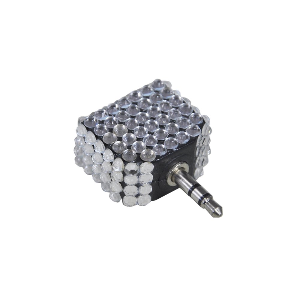 Electrovision Silver Crystal Effect 3.5 Mm Stereo Plug To 2X 3.5 Mm Stereo Sockets Clear/Silver