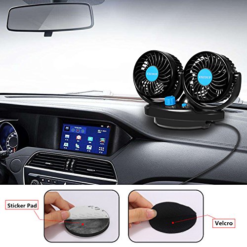 Oscillating Fan for Car with 12V Adapter for Household, Fan for Truck Car 2 Adjustable Speed 360° Rotatable Low Noise - Thumbnail 4