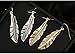 Antique Gold Silver Autumn Leaves Feather Drop Earring