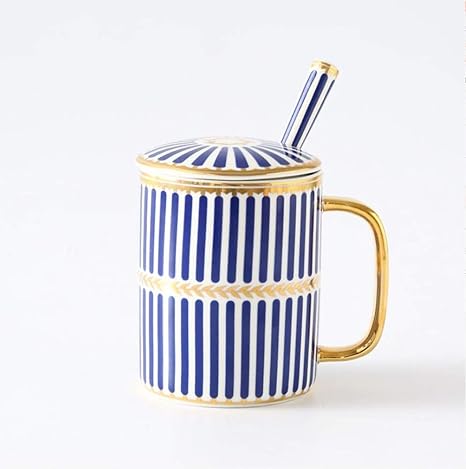 Amazon Honana マグカップ おしゃれ 磁器 蓋スプーンカップイン女性の北欧風のカップルのコーヒーカップセラミックマークカップブルーマグ かわいい 高級 贈り物 雑貨 デミタスカップ エスプレッソカップ オンライン通販