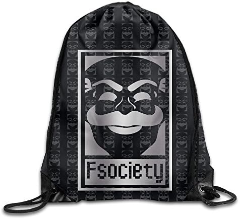 Mr Robot Fsociety Logo Platinum Style White Drawstring Backpack Bag