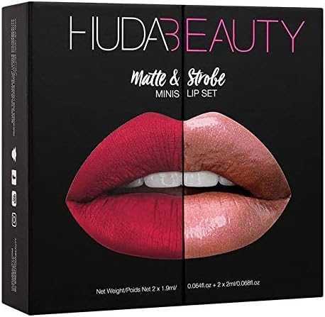 4 Color New Huda Beauty Matte Lipstick and Strobe Mini Lip Set (Red)
