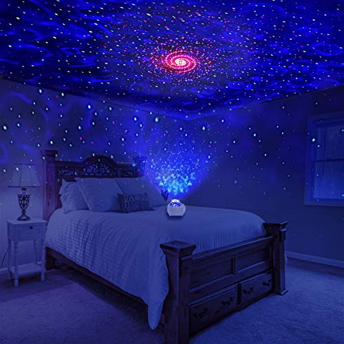 Galaxy Projector Lights KisMee New Version Starry Night Light Projector with Bluetooth Hi-Fi Speaker, Musical Nebula Star Light for Bedroom, Home Theatre, Room Décor, Kids Gift