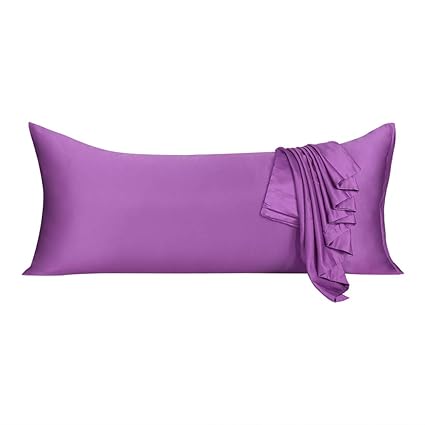 Uxcell Purple Bolster Pillow Cases Silky Satin Body Pillow Cover