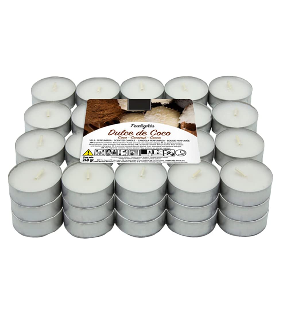 60 Scented Tea Light Candles, Coco Fragrance Candles, ± 4.5 Hours of Combustion