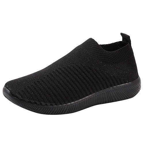 POIUDE Damen Stricken Sneaker Räumungsverkauf Sportschuhe Leichte Atmungsaktive Turnschuhe Slip-on Walking Socks Schuhe