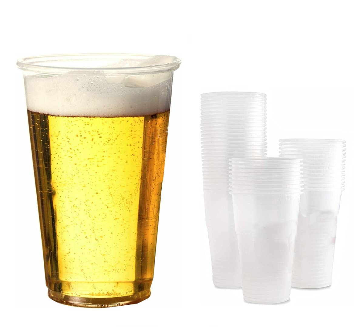 Earth and Wear Heavy Duty Plastic Half Pint Glass 300ml CE Marked Plastic Cups are Strong and Sturdy Great Disposable Glasses for Parties Pack of 100