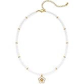 LILIE&WHITE Imitation Pearl Necklace for Women Classic Flower Pendant Necklace Trendy Statement Necklaces Summer Boho Jewelry Gift