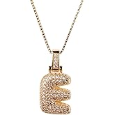 YGLINE Bubble Letter Necklace for Women,Rhinestone Bubble Initial Necklace for Her