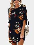 SUNNYME Women's Floral Mini T Shirt Dresses Short Sleeve Casual Crew Neck Swing Tunics