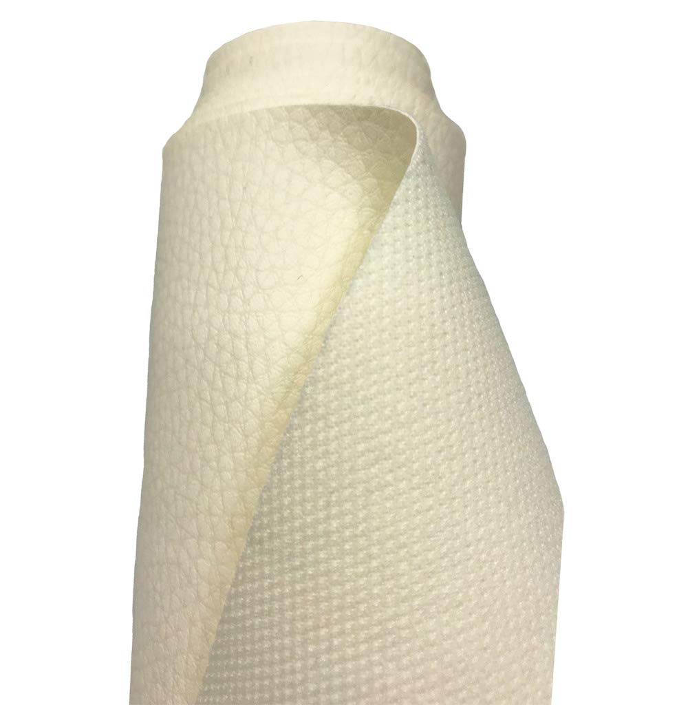 A-Express Grained Faux Leather Fabric Waterproof Heavy Duty Leatherette Vinyl Leathercloth Upholstery Textured Material - Cream 1 Metre 100cm x 140cm — image 1