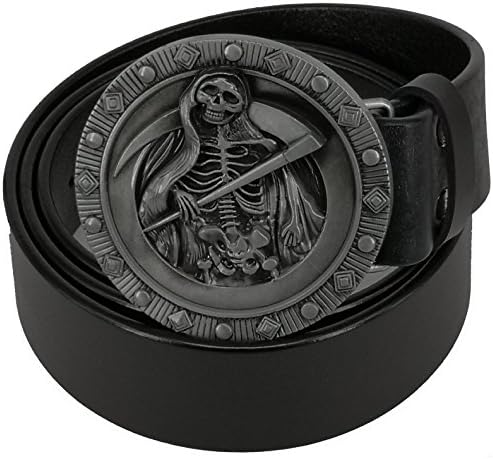 ABC STORY Mens Gothic Italy Leather Western Cowboy Skull Buckle Blet Strap