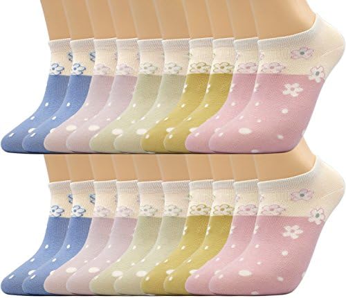 Motech Colorful 80% Cotton No Show Low Cut Breathable Socks For Young Women, Teens, Girls