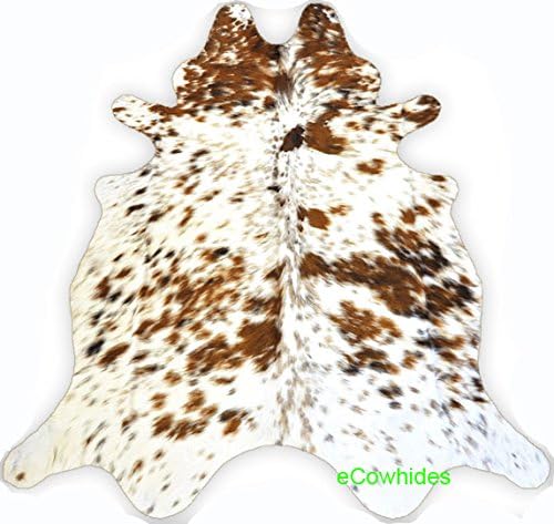 ecowhides100% Genuine Brazilian Cowhide Rug - White Tricolor - Luxury Cowskin Cow Hide Leather Area Rug Home Decor (Large) 6 x 6