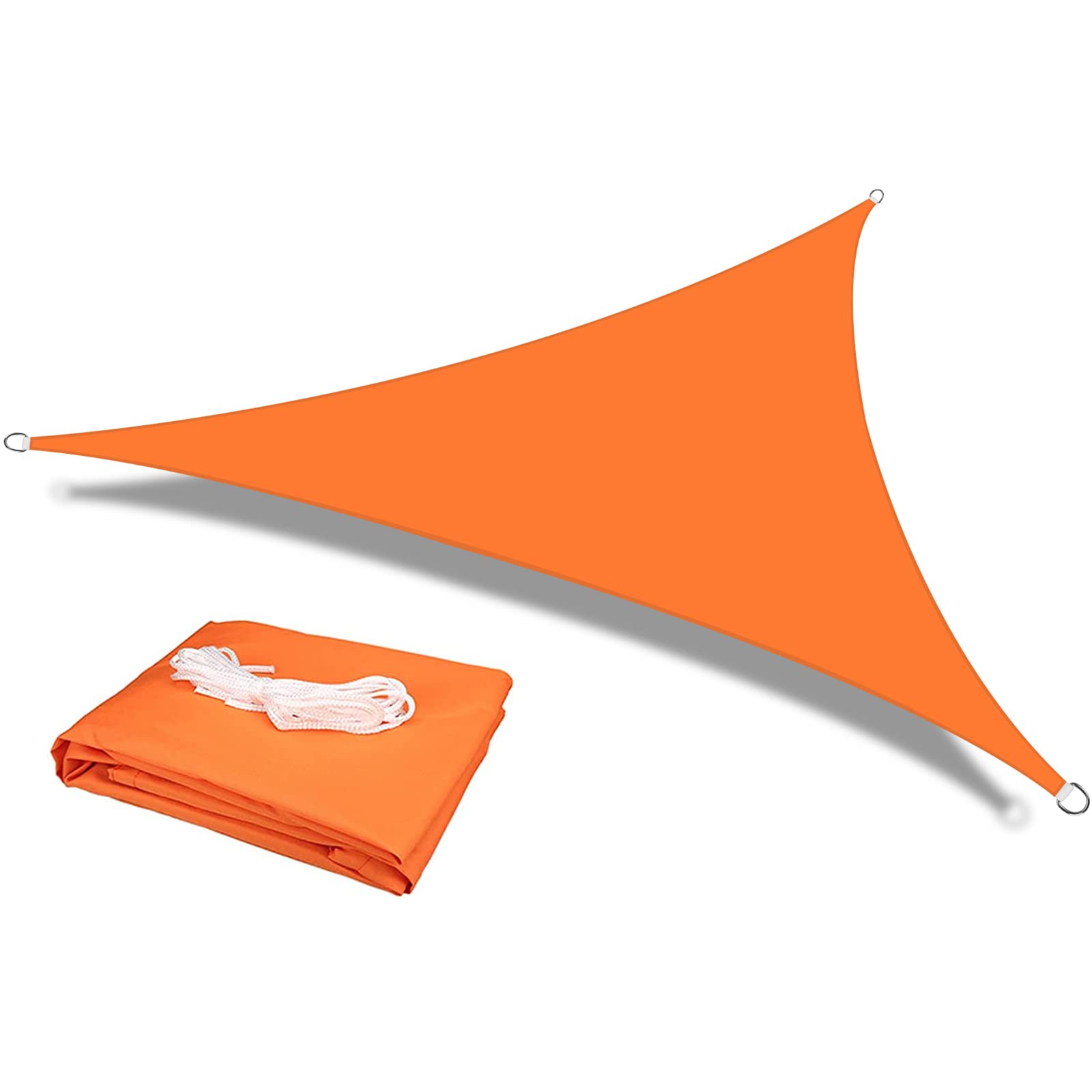 HEYOMART Sun Shade Sail Waterproof Outdoor Garden Patio Party Sunscreen Awning 3.6x3.6x3.6m Triangle Canopy 98% UV Block with Free Rope, Orange
