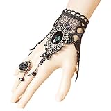 LEFINIS Handmade Gothic Lolita Retro Lace Slave Bracelet Wristband Ring, Necklace Set