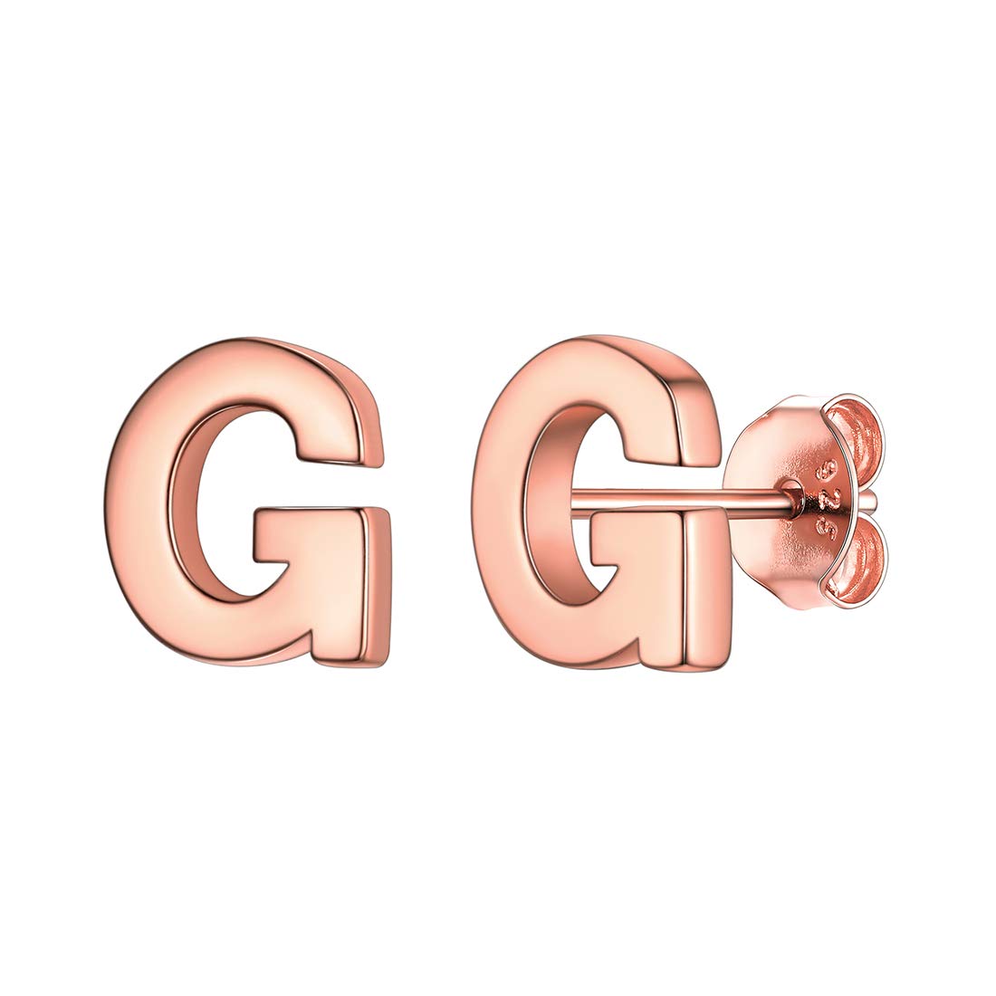 ChicSilver Initial Letter G Stud Earrings for Women Rose Gold Plated Alphabet Earring Fits Sensitive Ears — image 1