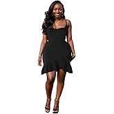 Womens Sexy Sleeveless Bodycon Mini Dress Summer Casual Straps Short Ruffle Dresses Beach Party Club Homecoming