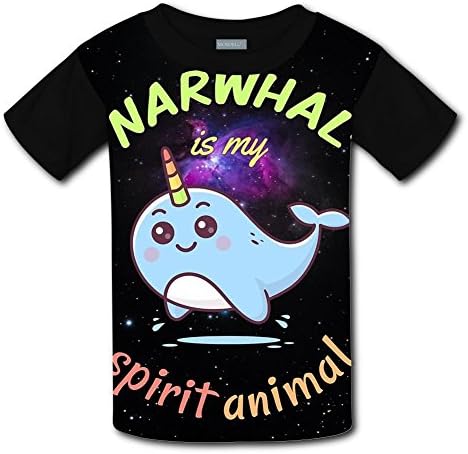 Kids Narwhal is My Spirit Animal T-Shirt Short Sleeve 3D Print Tee Shirt