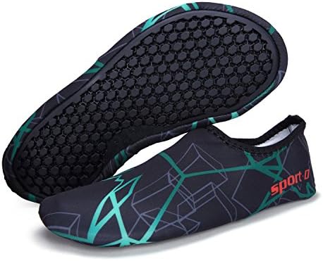 Kitleler Water Skin Shoes Men Women Quick Dry Aqua Socks Barefoot Shoes For Run Dive Surf Swim Beach Yoga (US Women 8.5-9/Men 7.5-8=EUR 41-42, Black-Green)