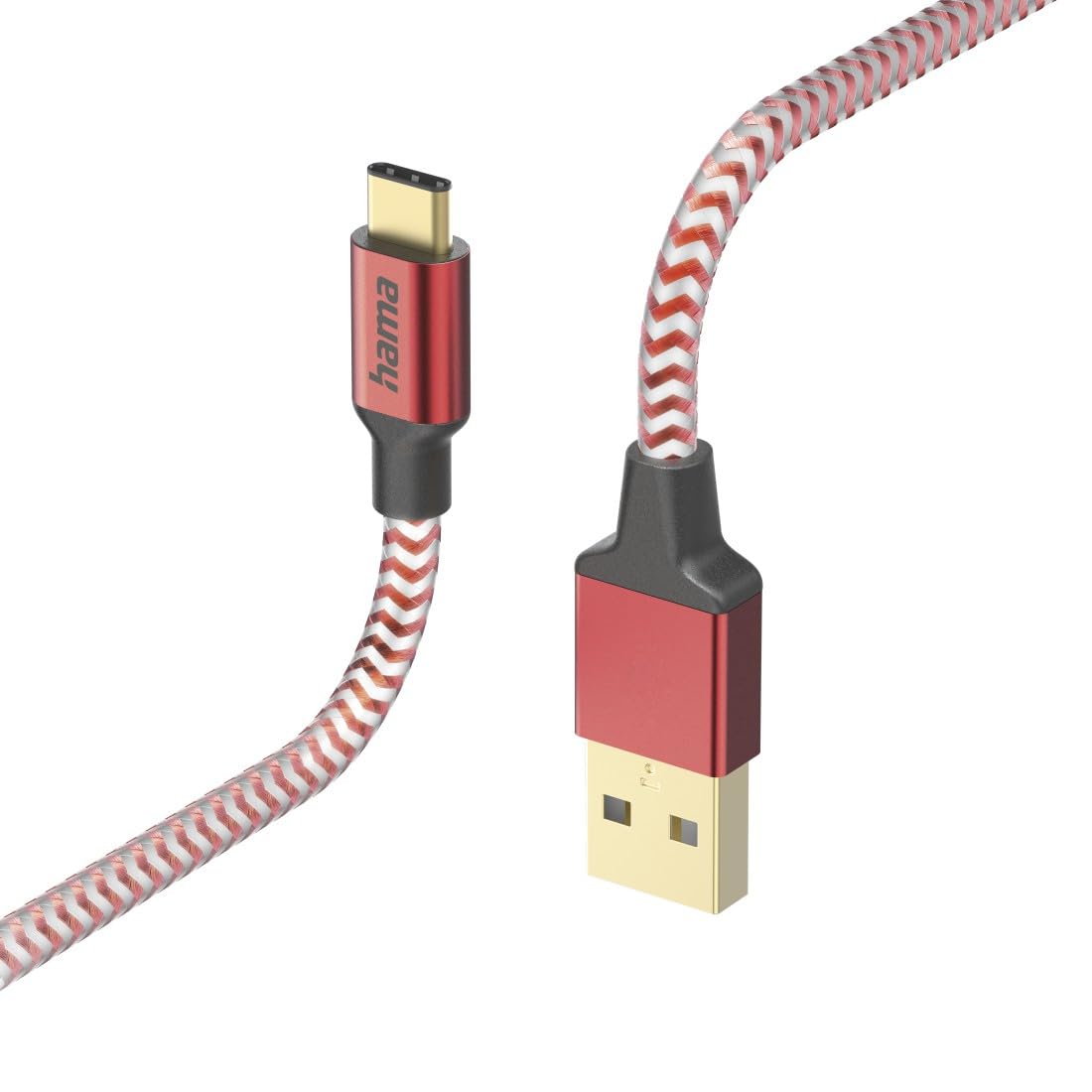 Hama "Reflective USB A to USB C, Nylon, 1.5 m (Quick Charge, Mobile Phone Charging Cable, Data Cable, USB Cable, Mobile Phone Cable, USB Type A Type C, Kink Protection, Flexible, Gold-Plated, Maximum