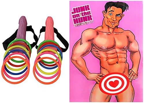 Bachelorette Party Favor Game Set,Toss Hoopla Games And Stick The Junk on The Hunk，Funny Novelty Game for Party