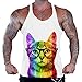 Men's Nerdy Rainbow Cat Tee B820 PLY White Stringer Bodybuilding Tank Top
