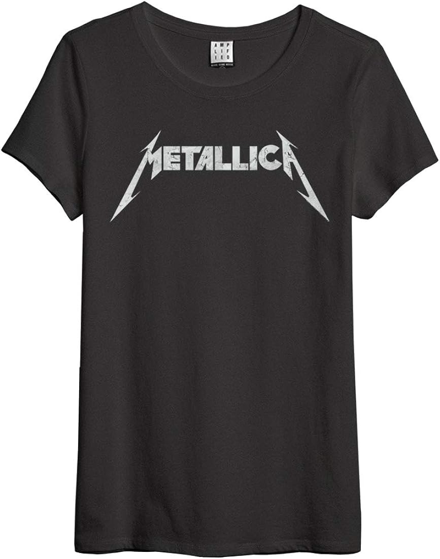 Amplified Metallica Rock Band Tshirt pour femme avec logo classique