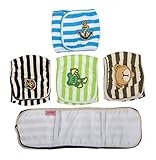 SET - 4pcs Lillypet Dog Puppy Diaper Washable MALE Belly Band for Small and Medium Dog Random Colors S