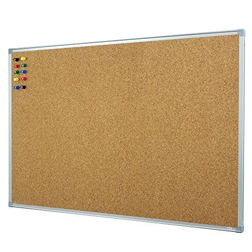 Lockways Cork Board Bulletin Board, Double Sided Corkboard 36″ x 24″, Wall-Mounted Aluminum Framed Message Presentation Notice Board 3 x 2