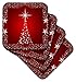 3dRose Silver Star Christmas Tree with Holiday Red Background - Soft Coasters, Set of 8 (CST_164753_2)