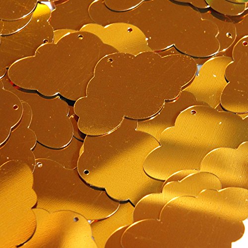 Brassy Gold Sequin Cloud 1.5 inch Metallic Couture Paillettes. Made in USA. For embroidery, costume, embellishment