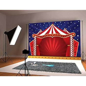 Botong Circus Decor Tapestry Wall Hanging, Canvas Tent Circus Stage Performing Theater Jokes Clown Cheerful Night Theme, Bedroom Living Room Dorm Decor BT111-5x3FT