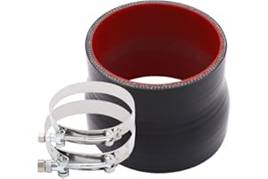 TuoLauthon Straight ID 3.5 to 4 inch Black Silicone Reducer Coupler with 2 T-Bolt Clamps 4 Layers of Polyester Reinforcement Suitable High Level Turbo Pipe