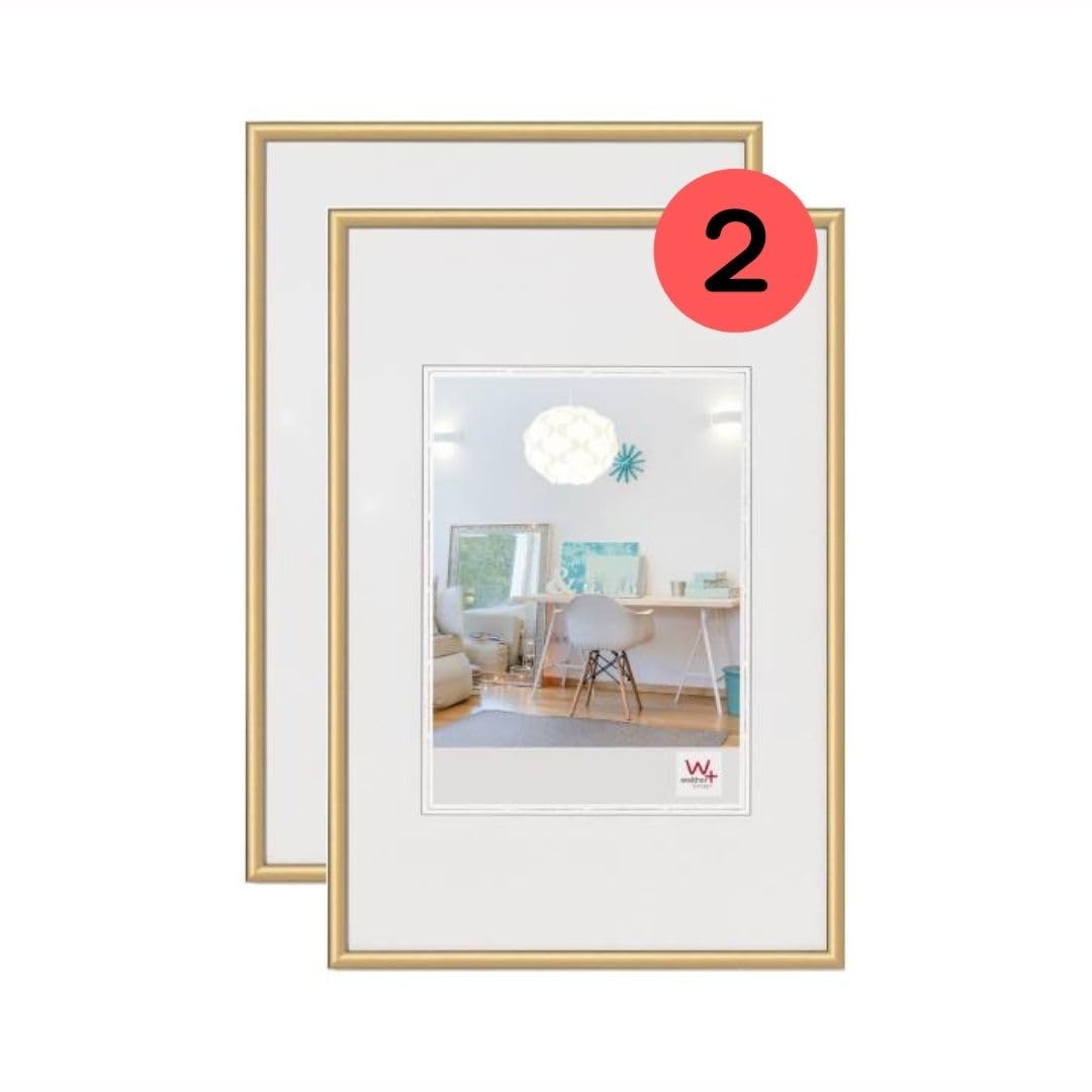 walther Design Picture Frame Gold 20 x 30 cm Twin Pack, New Lifestyle Plastic Frame KV030GD